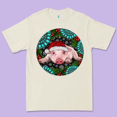 Baby Pig Christmas Premium Tee Designed By Ranaportraitstore