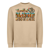 Mushroom Thankful Blessed And Kind Of A Mess Heavyweight Sweatshirt - CowhideDigitalArt