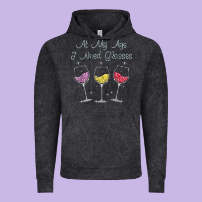 At My Age I Need Glasses Vintage Hoodie Designed By Designpulse