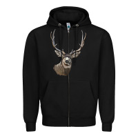 Black Mule Buck Deer Head Zipper Hoodie - LillyAllenDesigns