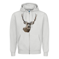 Dove Grey Mule Buck Deer Head Zipper Hoodie - LillyAllenDesigns