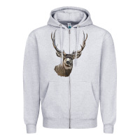 Heather Grey Mule Buck Deer Head Zipper Hoodie - LillyAllenDesigns