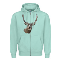 Seafoam Mule Buck Deer Head Zipper Hoodie - LillyAllenDesigns