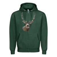 Sports Green Mule Buck Deer Head Zipper Hoodie - LillyAllenDesigns