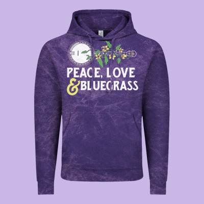Peace , Love & Bluegrass   Banjo Nature Vines Illu Vintage Hoodie Designed By Designpulse