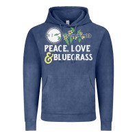 Vintage Denim peace , love & bluegrass   banjo nature vines illu Vintage Hoodie - DesignPulse