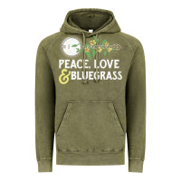 Vintage Olive peace , love & bluegrass   banjo nature vines illu Vintage Hoodie - DesignPulse