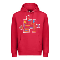 Cardinal Autism Puzzle Piece Words Autistic Premium Hoodie - CowhideDigitalArt