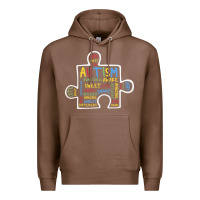 Chestnut Autism Puzzle Piece Words Autistic Premium Hoodie - CowhideDigitalArt