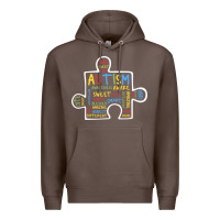 Coffee Autism Puzzle Piece Words Autistic Premium Hoodie - CowhideDigitalArt