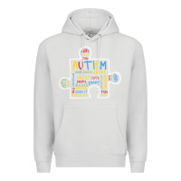 Dove Grey Autism Puzzle Piece Words Autistic Premium Hoodie - CowhideDigitalArt
