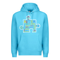 Ocean Blue Autism Puzzle Piece Words Autistic Premium Hoodie - CowhideDigitalArt