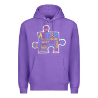 Purple Autism Puzzle Piece Words Autistic Premium Hoodie - CowhideDigitalArt