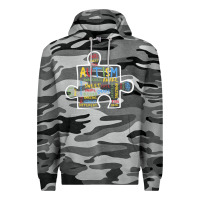 Slate Camo Autism Puzzle Piece Words Autistic Premium Hoodie - CowhideDigitalArt