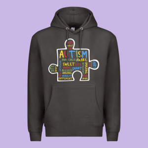 Autism Puzzle Piece Words Autistic Premium Hoodie Designed By Cowhidedigitalart
