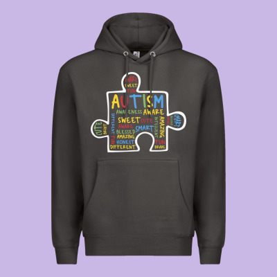 Autism Puzzle Piece Words Autistic Premium Hoodie Designed By Cowhidedigitalart