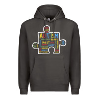 Smoke Autism Puzzle Piece Words Autistic Premium Hoodie - CowhideDigitalArt