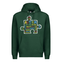 Sports Green Autism Puzzle Piece Words Autistic Premium Hoodie - CowhideDigitalArt