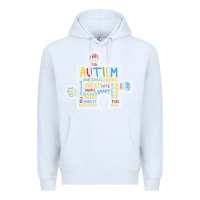 White Autism Puzzle Piece Words Autistic Premium Hoodie - CowhideDigitalArt