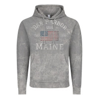 Cloud Rock Bar Harbor Maine USA American Flag Established ME Vintage Vintage Hoodie - PixelWave