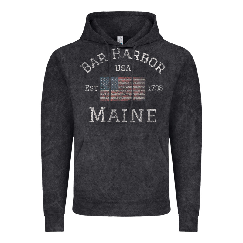 Bar Harbor Maine Usa American Flag Established Me Vintage Vintage Hoodie by PixelWave | Teevron