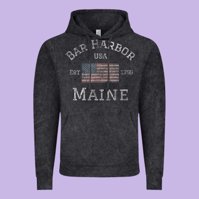 Bar Harbor Maine Usa American Flag Established Me Vintage Vintage Hoodie Designed By Pixelwave