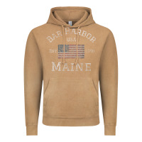 Vintage Camel Bar Harbor Maine USA American Flag Established ME Vintage Vintage Hoodie - PixelWave