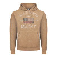 Vintage Coffee Bar Harbor Maine USA American Flag Established ME Vintage Vintage Hoodie - PixelWave