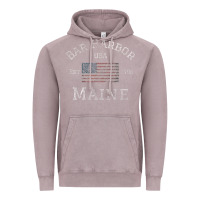 Vintage Zinc Bar Harbor Maine USA American Flag Established ME Vintage Vintage Hoodie - PixelWave