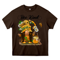 Chocolate Brown bee kind gnome Heavy Core Tee - BarkalooDesign