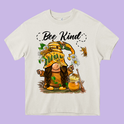 Bee Kind Gnome Heavy Core Tee Designed By Barkaloodesign