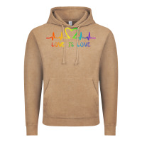 Vintage Coffee LGBT Love Rainbow Heartbeat Vintage Hoodie - PixelWave
