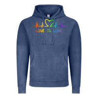 Vintage Denim LGBT Love Rainbow Heartbeat Vintage Hoodie - PixelWave