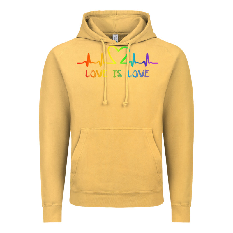 Lgbt Love Rainbow Heartbeat Vintage Hoodie by PixelWave | Teevron