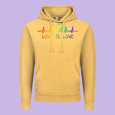 Lgbt Love Rainbow Heartbeat Vintage Hoodie Designed By Pixelwave