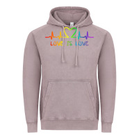 Vintage Zinc LGBT Love Rainbow Heartbeat Vintage Hoodie - PixelWave