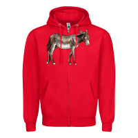 Red american mammoth jackstock donkey Zipper Hoodie - LillyAllenDesigns