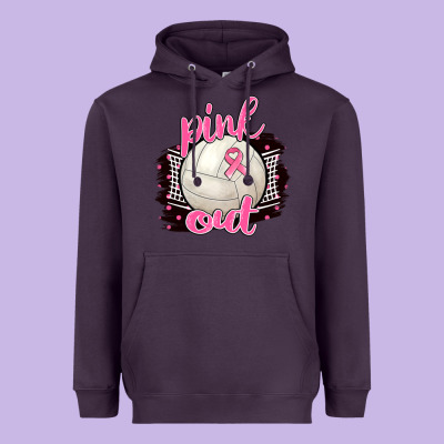 Pink Out Volleyball Heavyweight Hoodie Designed By Barkaloodesign