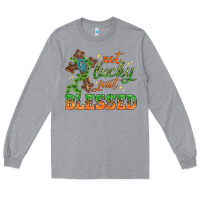 Heather Grey Not lucky just Blessed with Cross St. Patricks day Long Sleeve Tee - HowdyJamesFarm