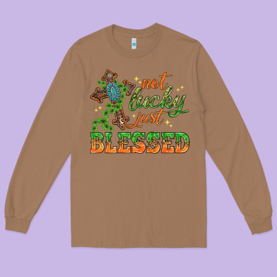 Not Lucky Just Blessed With Cross St. Patricks Day Long Sleeve Tee Designed By Howdyjamesfarm