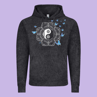Yin Yang With Butterflies Ancient Chinese Yin Yang Vintage Hoodie Designed By Craftify