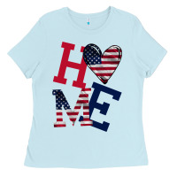 Baby Blue American Flag Home Ladies Tee - Bettercallsaul