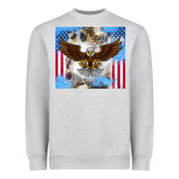 Heather Grey America Eagle Heavyweight Sweatshirt - CowhideDigitalArt