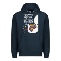 Navy Autism Different Makes You Beautiful Premium Hoodie - CowhideDigitalArt