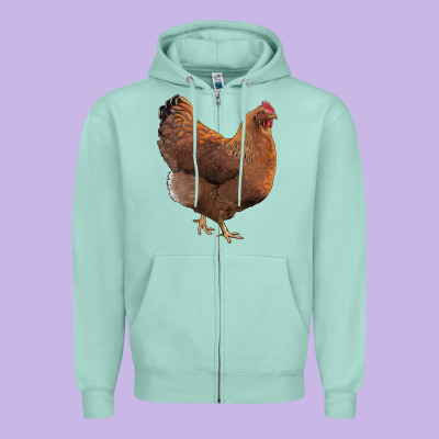 New Hampshire Red Chicken Zipper Hoodie Designed By Lillyallendesigns