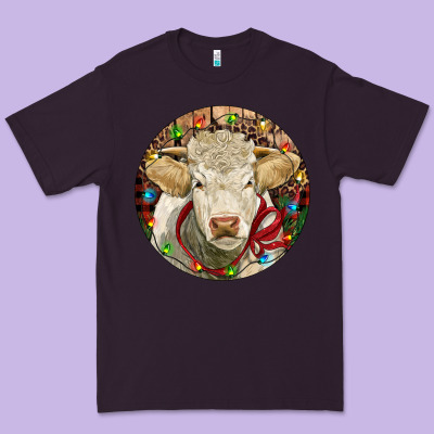 Charolais Heifer Christmas Premium Tee Designed By Ranaportraitstore