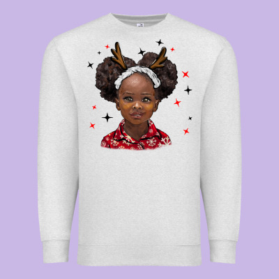 Christmas African Girl Premium Sweatshirt Designed By Barkaloodesign