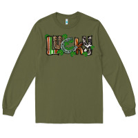 Army Green Lucky horseshoe St. Patrick's Day Long Sleeve Tee - CowGirlArtShop