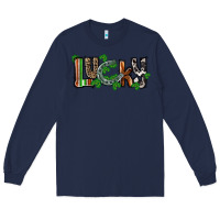 Navy Lucky horseshoe St. Patrick's Day Long Sleeve Tee - CowGirlArtShop