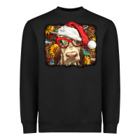 Black Christmas Cow Heavyweight Sweatshirt - LillyAllenDesigns